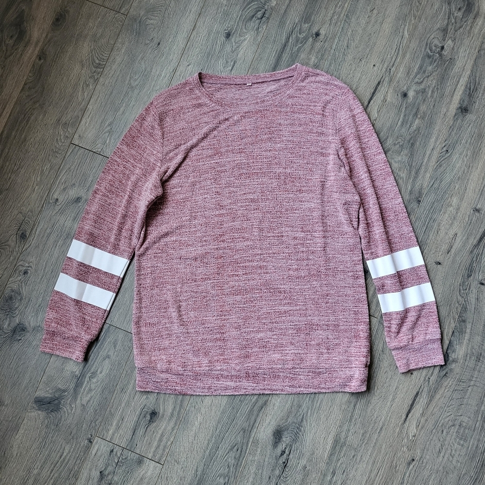 Long Sleeve Top Pink with White Stripes {XL}